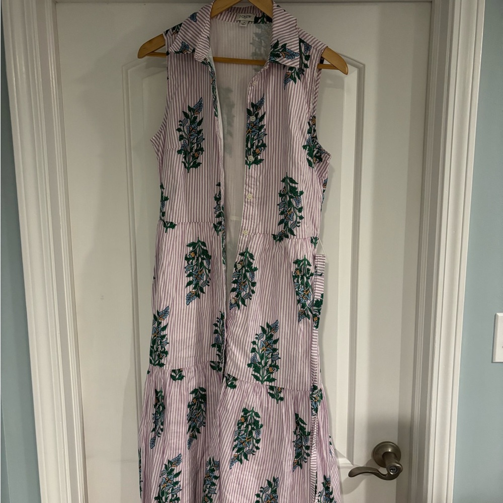 J. Crew Pink Sundress with Notched Collar Maxi